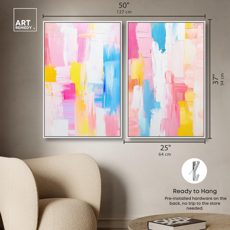 «Gentle Dawn Set», reproduction d'art sur toile par Art Remedy, cadre blanc, 24 x 36, Cadre blanc, H 37 po x l 25 po