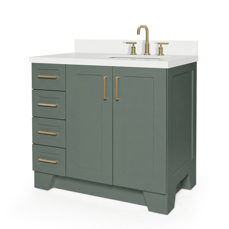 37 IN.  Single Bathroom Vanity, Right, Rectangular, Vintage Green