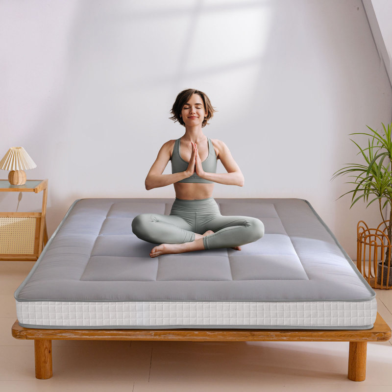 Matelas de futon de plancher épais de 6 po Kumari, Simple, Gris