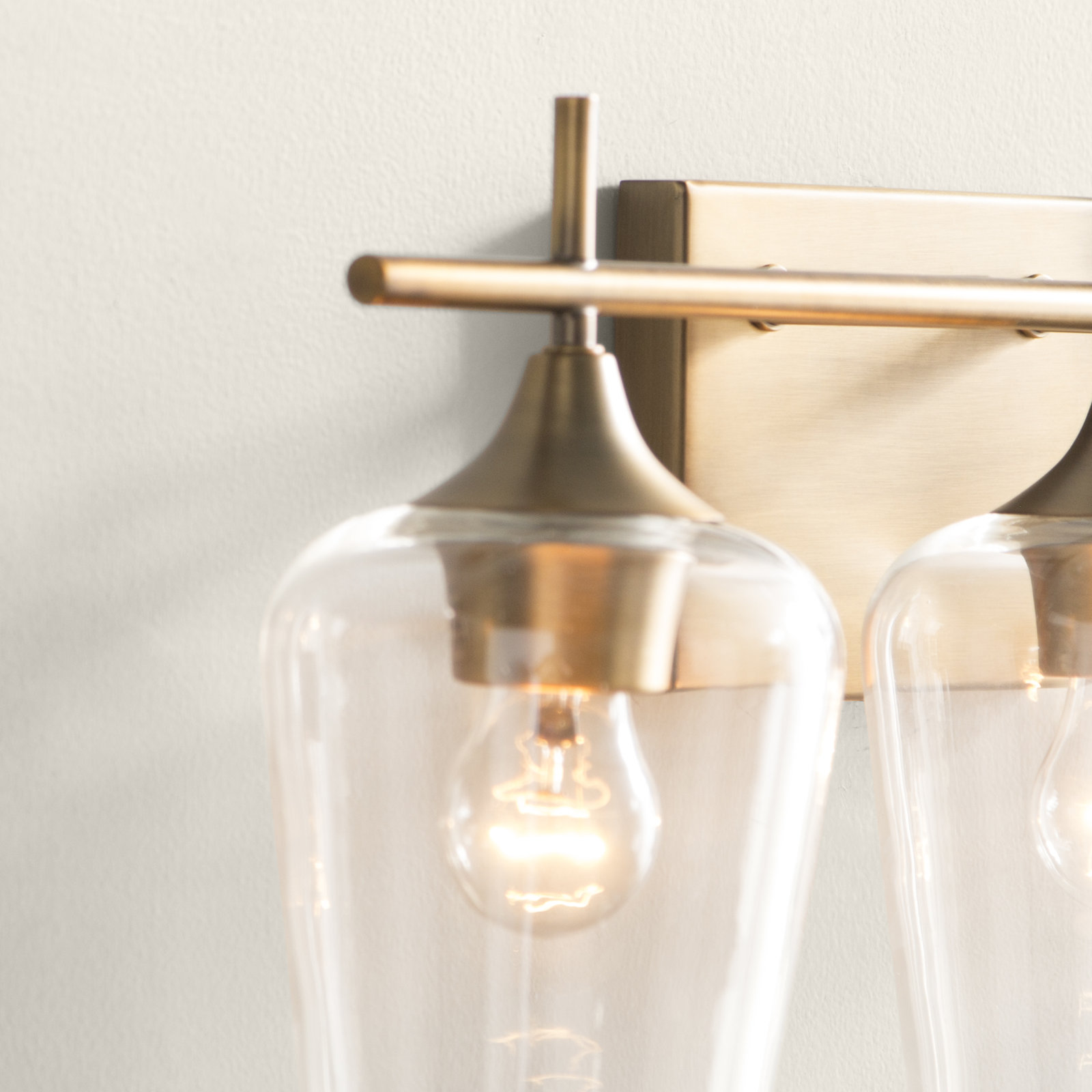 Breena 4-Light Dimmable Vanity Light, Warm Brass, White