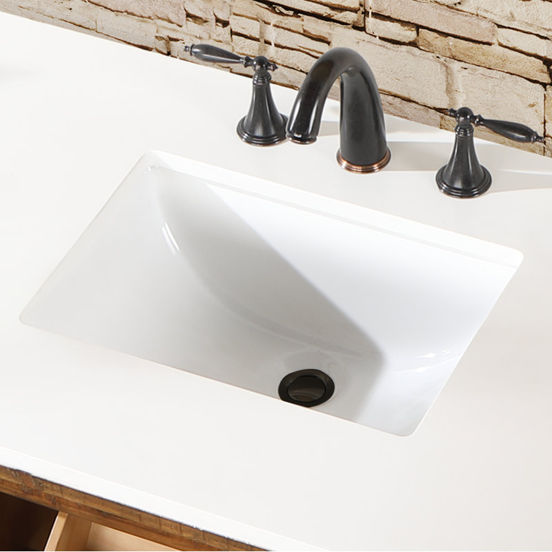 Highbury Furnishings 13.88 " Ceramic Rectangular Bathroom Sink and Overflow Hole