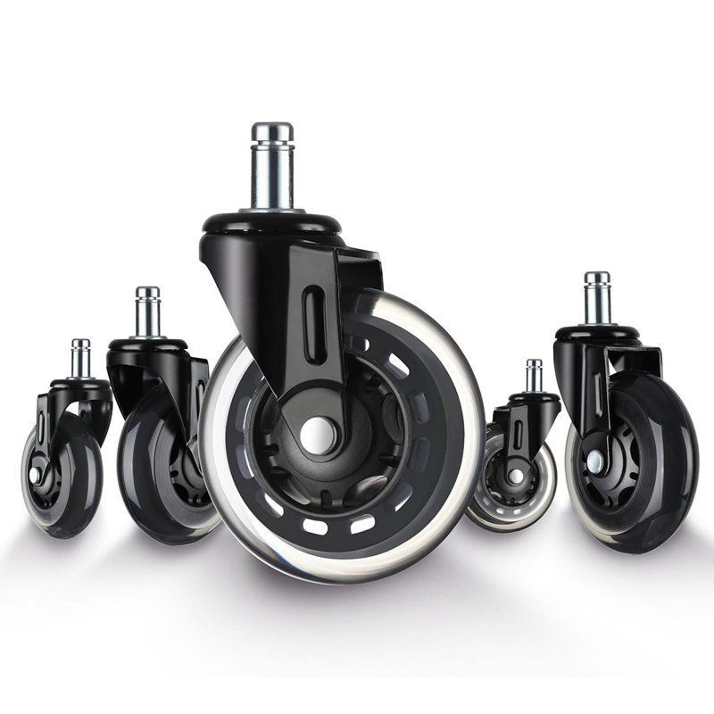 Universal Office Chair Wheels Replacement Set, Heavy Duty 500 Lbs Capacity Quiet Polyurethane Wheels for Hardwood Carpet Floors