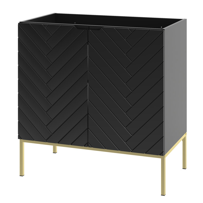 Rigdel Washbasin Cabinet 80, Black/Gold