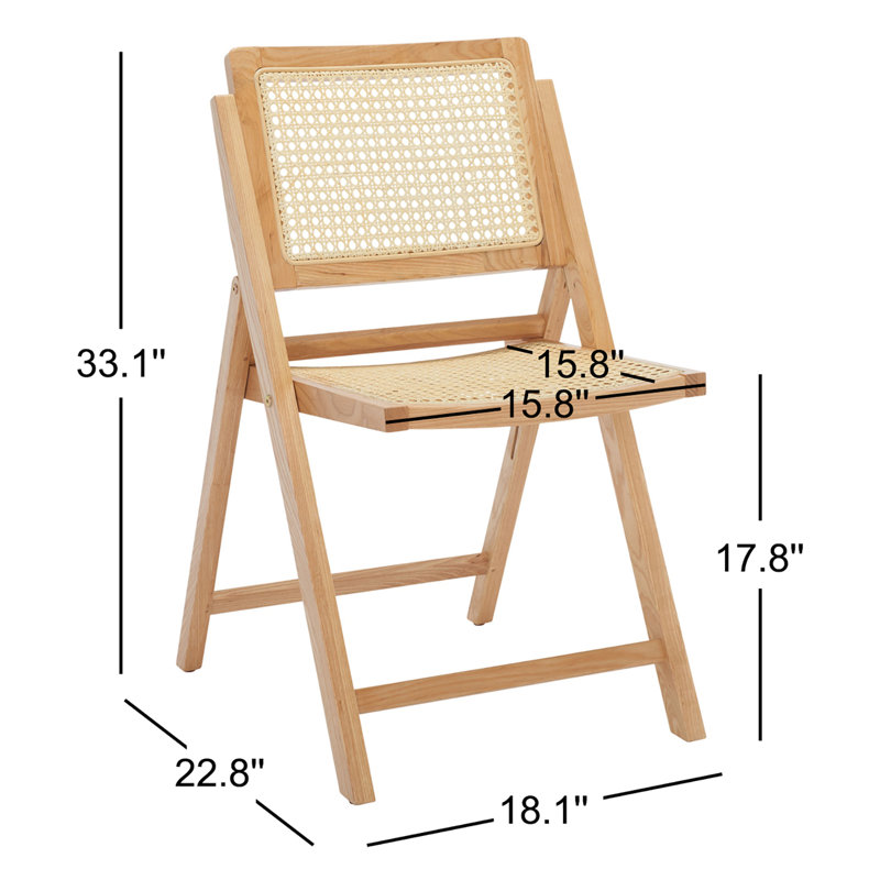 Safavieh Couture Desiree Rattan Patio Folding Chair Set of 2, Natural