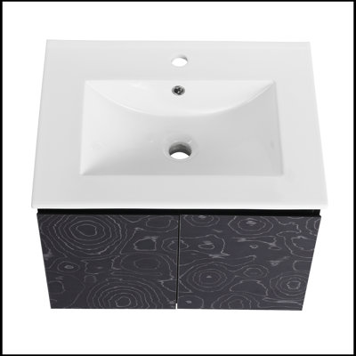 Meuble-lavabo mural 24 po avec lavabo en céramique et porte d'armoire à fermeture en douceur 24 po