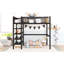 Lit mezzanine double en métal noir avec rangement - 4 tablettes pour une apparence de chambre à coucher soignée et un espace de bricolage efficace, polyvalent et moderne-1969925713-1969925712