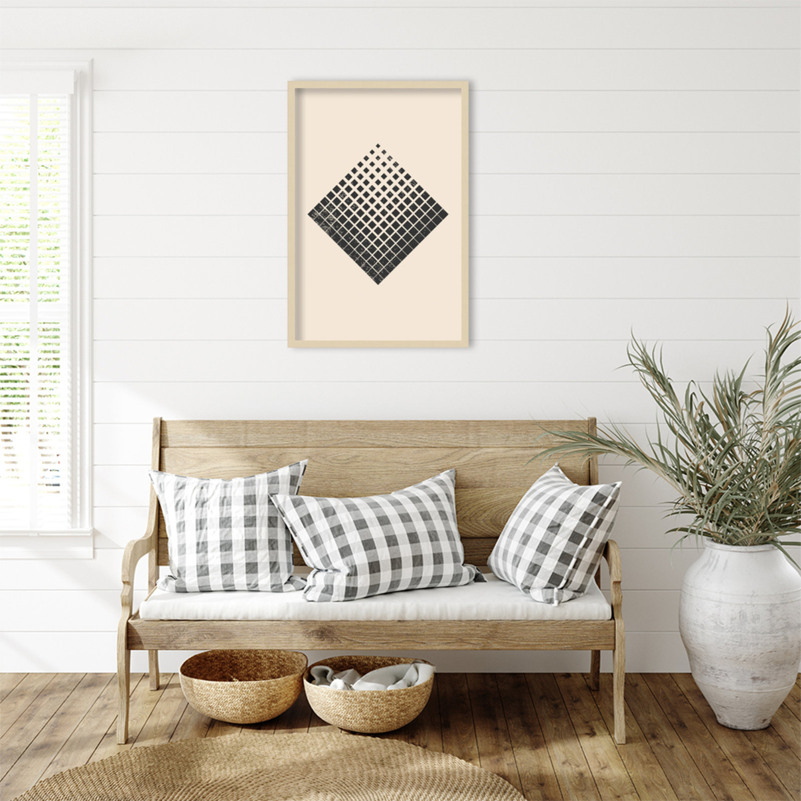 Minimal Halftone Shapes No. 3 Print, 33" H x 23" W x 1" D, Brown