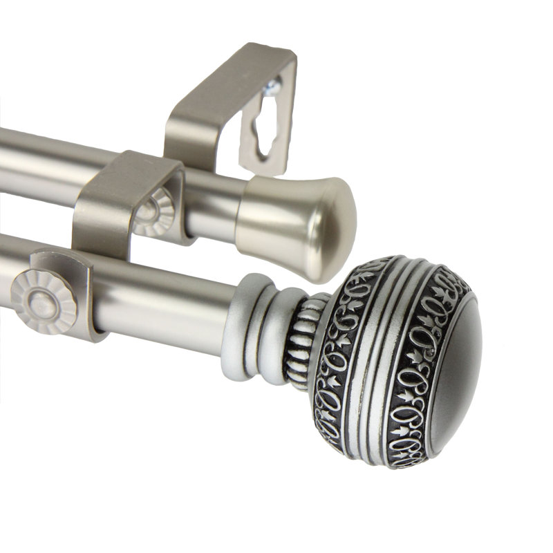 Tringle à rideaux double Zeller, 48 po - l 84 po, Nickel satiné