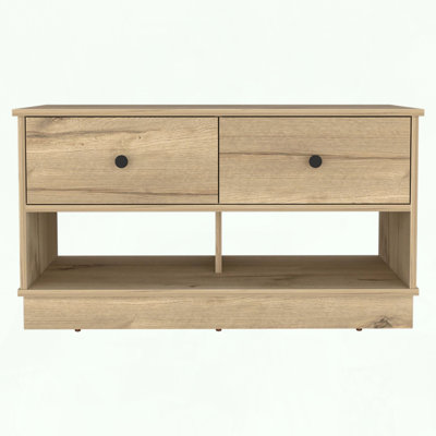 Storage Bench with Two Drawers and Open Shelves
