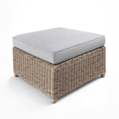 Martha Stewart Lily Pond All-Weather Patio Ottoman With 4" Thick Cushioned Top