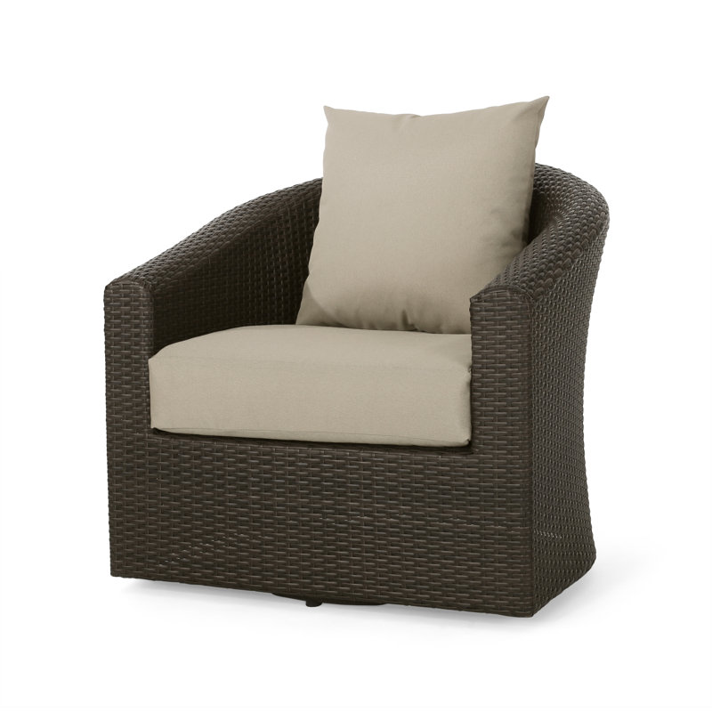 Dierdre Swivel Wicker Outdoor Lounge Chair, Mixed Brown