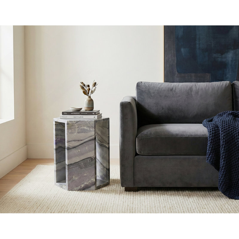 Table d'appoint, table de bout hexagonale pour le salon, Bleu multi