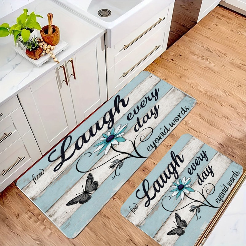 Live Laugh Every Day, 2 tapis de cuisine antidérapants