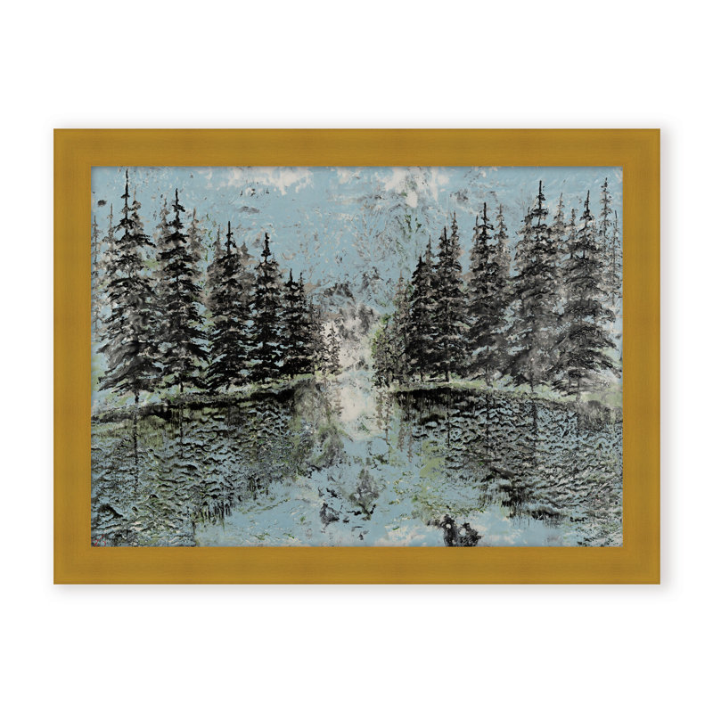 Nature Inspired "Evergreen Reflection" Canvas Wall Art By Karen Biery, 16" H x 24" W, Framed Canvas, White