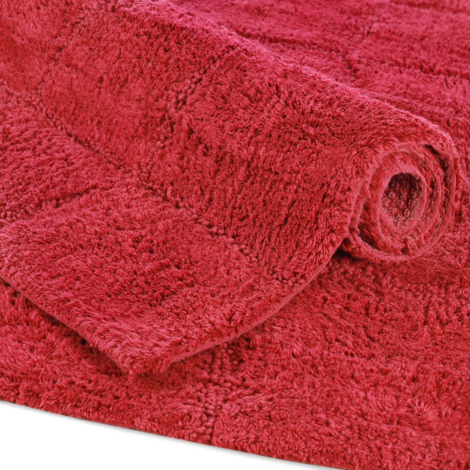 Checkered Cotton Bath Rug, Checkers Burgundy