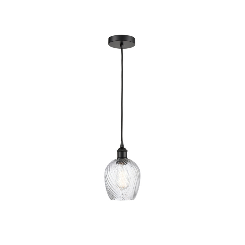 Luminaire suspendu simple à 1 lumière Orianne, Noir mat