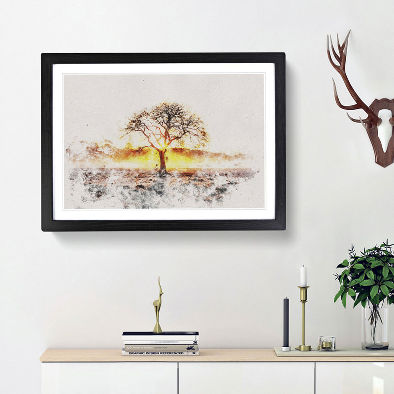 Sunlight Through the Oak Tree - Picture Frame Graphic Art Print, Black Framed, 62cm H x 87cm W x 2cm D