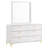 Dle Wide Dresser With Mirror, Gold Bracket Legs, Modern White Finish-117056032