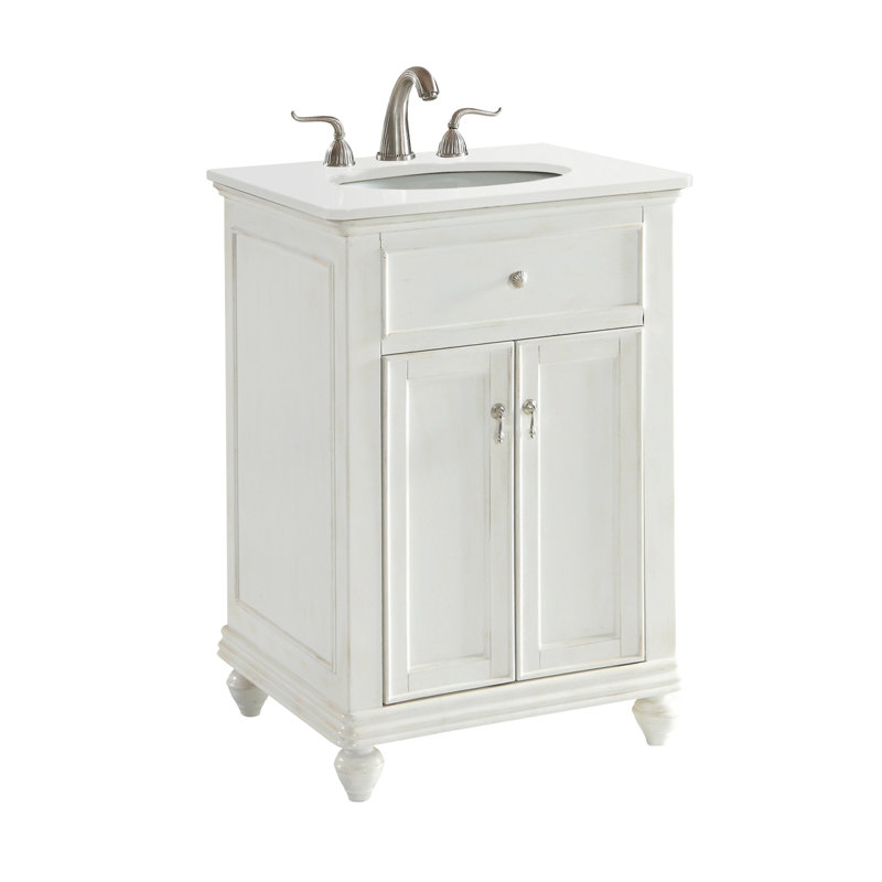 Ensemble de meuble-lavabo simple 24 po Otto, Gris clair, Ivoire blanc