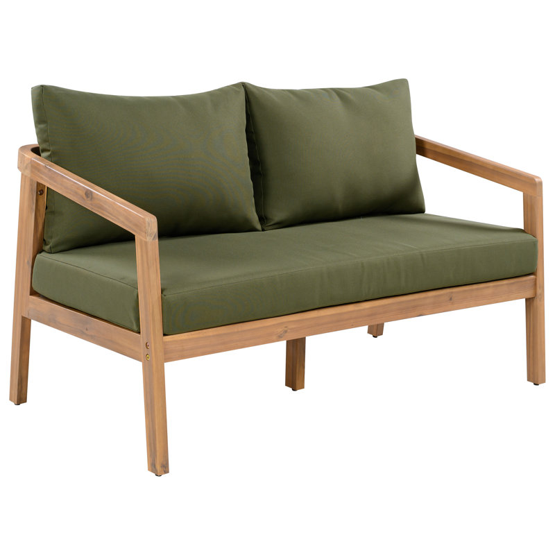 Canapé d'extérieur Airwyn, Coussin vert foncé / structure naturelle