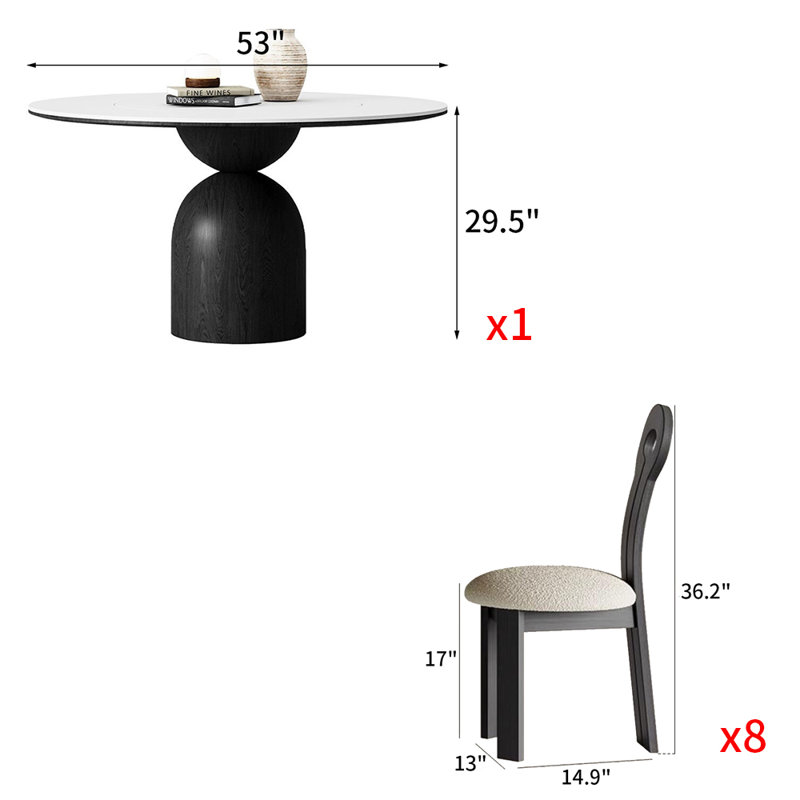 Ensemble de salle à manger Asfa, H 29,5 po x L 53 po x l 53 po