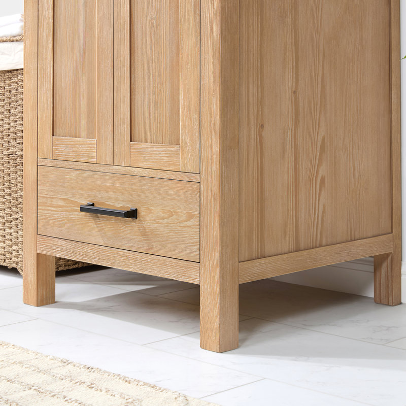 Shannon 24'' Single Bathroom Vanity with Stone Top, Oak, Matte Black