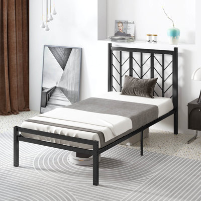 Ebern Designs Platform Bed With Headboard 11.5" Under Bed Storage Easy Assembly