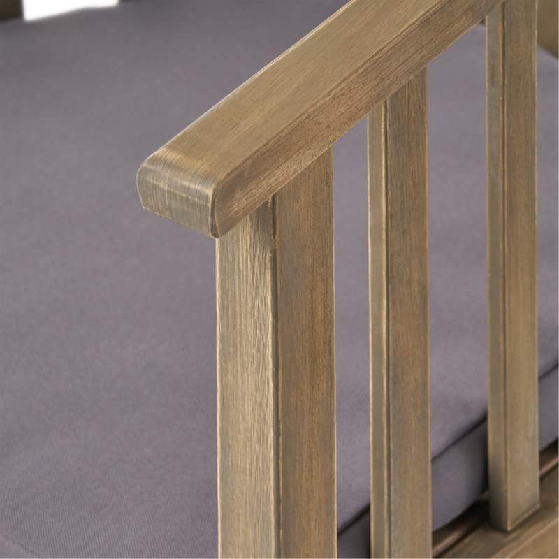 Chaises de salle à manger d'extérieur en bois avec coussins, ensemble de 2, Gris / Brun