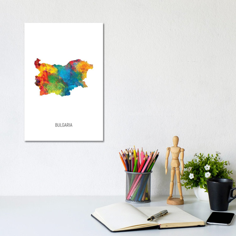 Bulgaria Map by Michael Tompsett - Wrapped Canvas Gallery-Wrapped Canvas Giclée, 20.32 cm H x 30.48 cm W