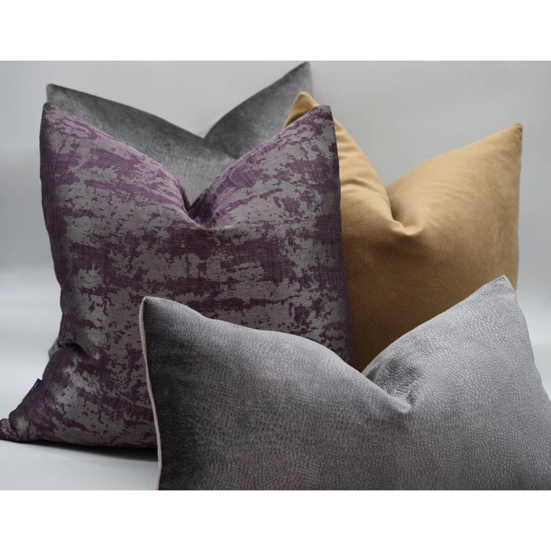Plum/Silver Metallic Waves Pillow Cover & Insert