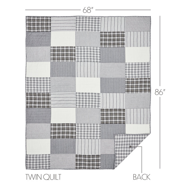 Sawyer Mill Black and White Cotton Twin Reversible Quilt