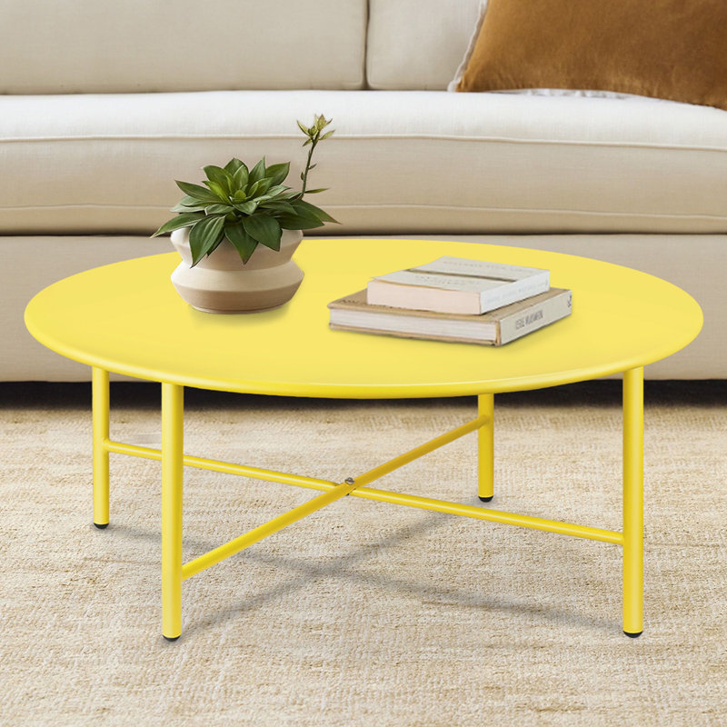 Callianna Single Coffee Table, 13.4" H x 27.5" L x 27.5" W, Yellow