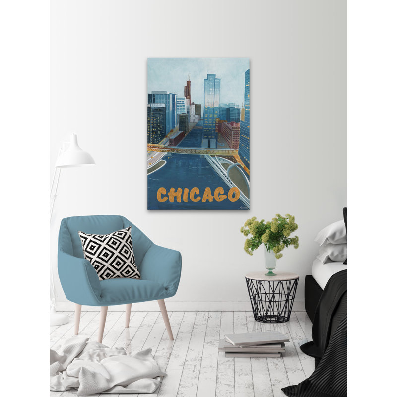 «Chicago Waterway», reproduction d'art sur toile tendue, H 30 po x l 20 po x P 1,5 po