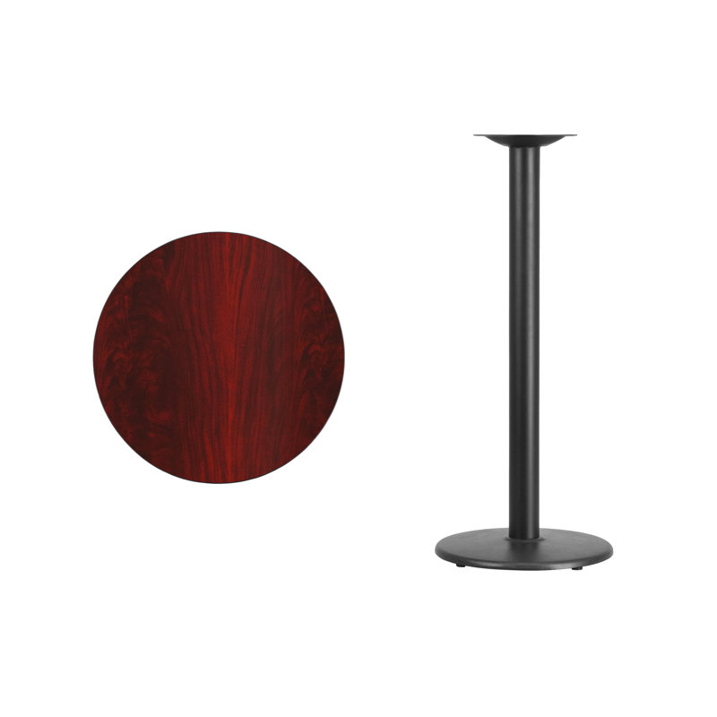 Plateau de table rond en stratifié Carrus de 24 po avec base de table ronde de 18 po de hauteur Carrus, L 43 po x P 24 po