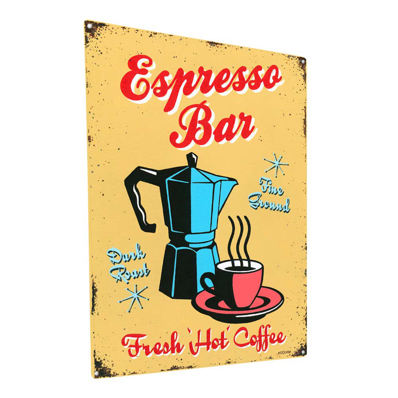 Panneau rétro en métal espresso, H 15,5 po x l 11,5 po x P 0,04 po