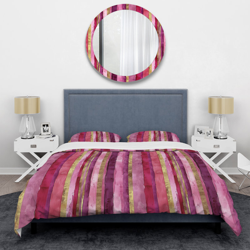 Ensemble de housse de couette Magenta Chic Stripe Glam I - Transitional, Housse de couette très grand et 2 très grandes t
