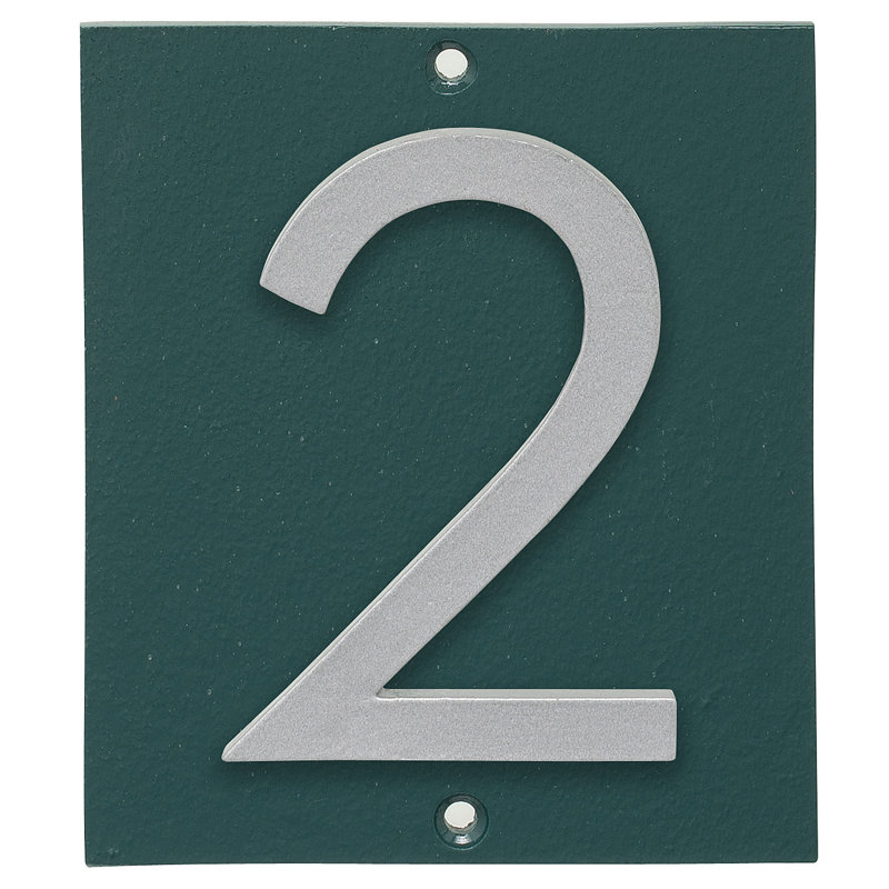 Plaque d’adresse murale sur 1 ligne flottante, Vert forêt, Argent, Oui