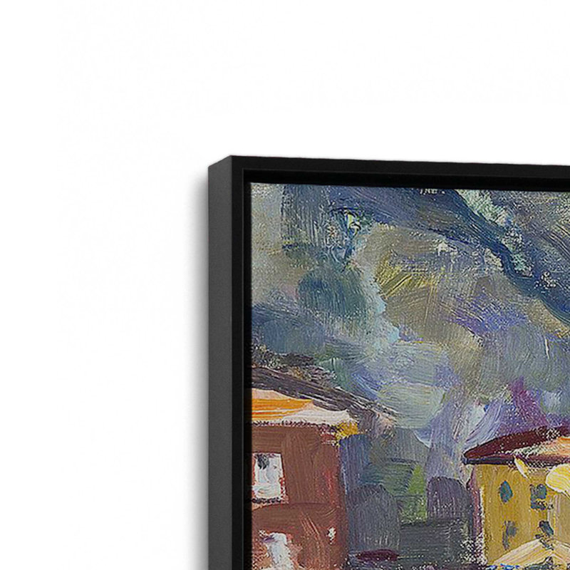 «Rustic Italian Whimsy Village on Canvas» par Richard A. Rodgers, reproduction, Cadre flottant noir satiné