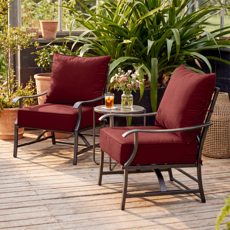 24"W X 24"D Outdoor Deep Seating Cushions 6.5” Indoor/Outdoor Seat And Back Cushion, Cushions Only, Burgundy