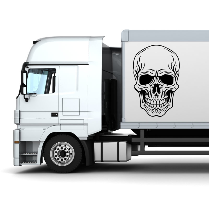 Autocollant de voiture tête de mort, H 24 po x l 16 po, Noir
