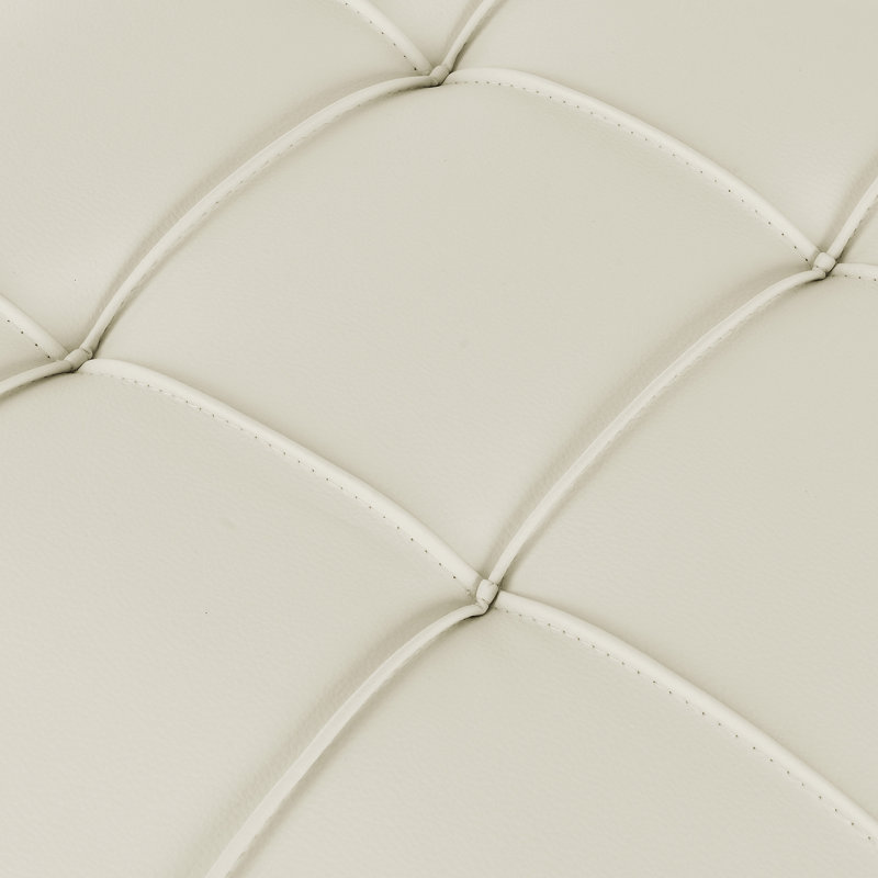 Repose-pieds rectangulaire capitonné en cuir, Beige