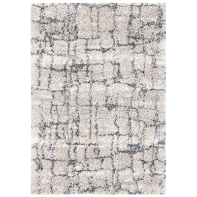Tapis ivoire / gris à poils longs Hartselle 851