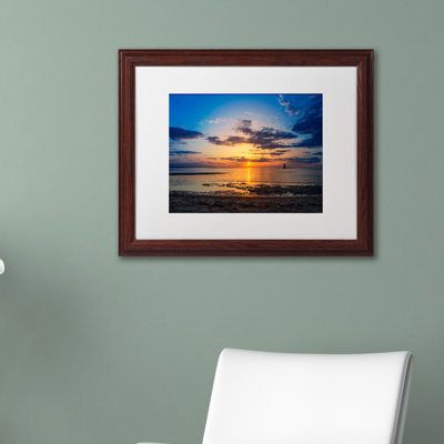 Keona, coucher de soleil, brise-lames, phare, reproduction de photo encadrée