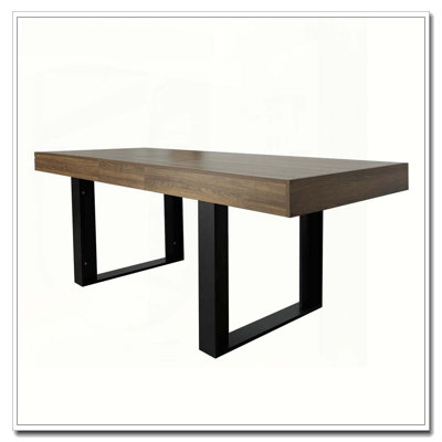 Table de salle à manger rectangulaire extensible pour 6 à 10 personnes en bois effet vieilli et noir de 160 à 200 cm
