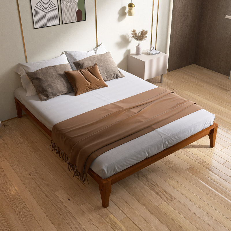 Solid Dry Bamboo Wood Platform Bed Frame, With Wood Slat Support, No Box Spring Needed, Easy Assembly, King