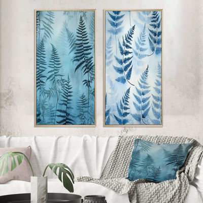 «Blue Fern Fond», 2 pièces sur toile