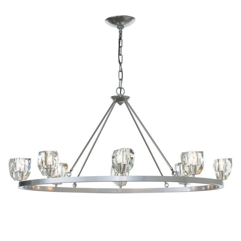 Gatsby 8 - Light Unique Wagon Wheel Chandelier with Crystal Accents, Sterling