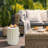 Digrazia 18" H Cement Round Outdoor Patio Table, Modern Fluted Garden End Table-1731036800