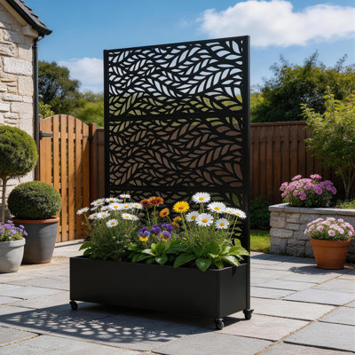 Boîte à fleurs en métal avec treillis et roues Nash