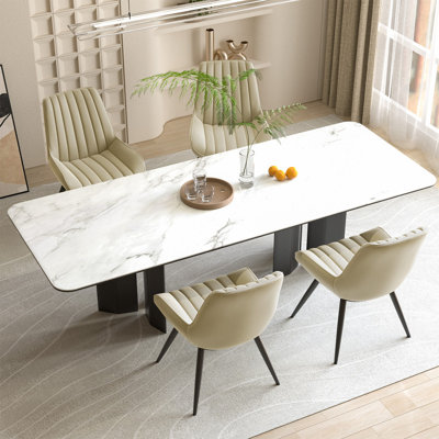 Chaises de salle à manger modernes, L 21,6 po x l 18,5 po x H 32,8 po, revêtement en tissu technique au design élégant, rembourrage au niveau du canapé, adapté aux animaux de compagnie, résistant aux égratignures durable, pour la cuisine, la salle à manger ou le bureau personnel